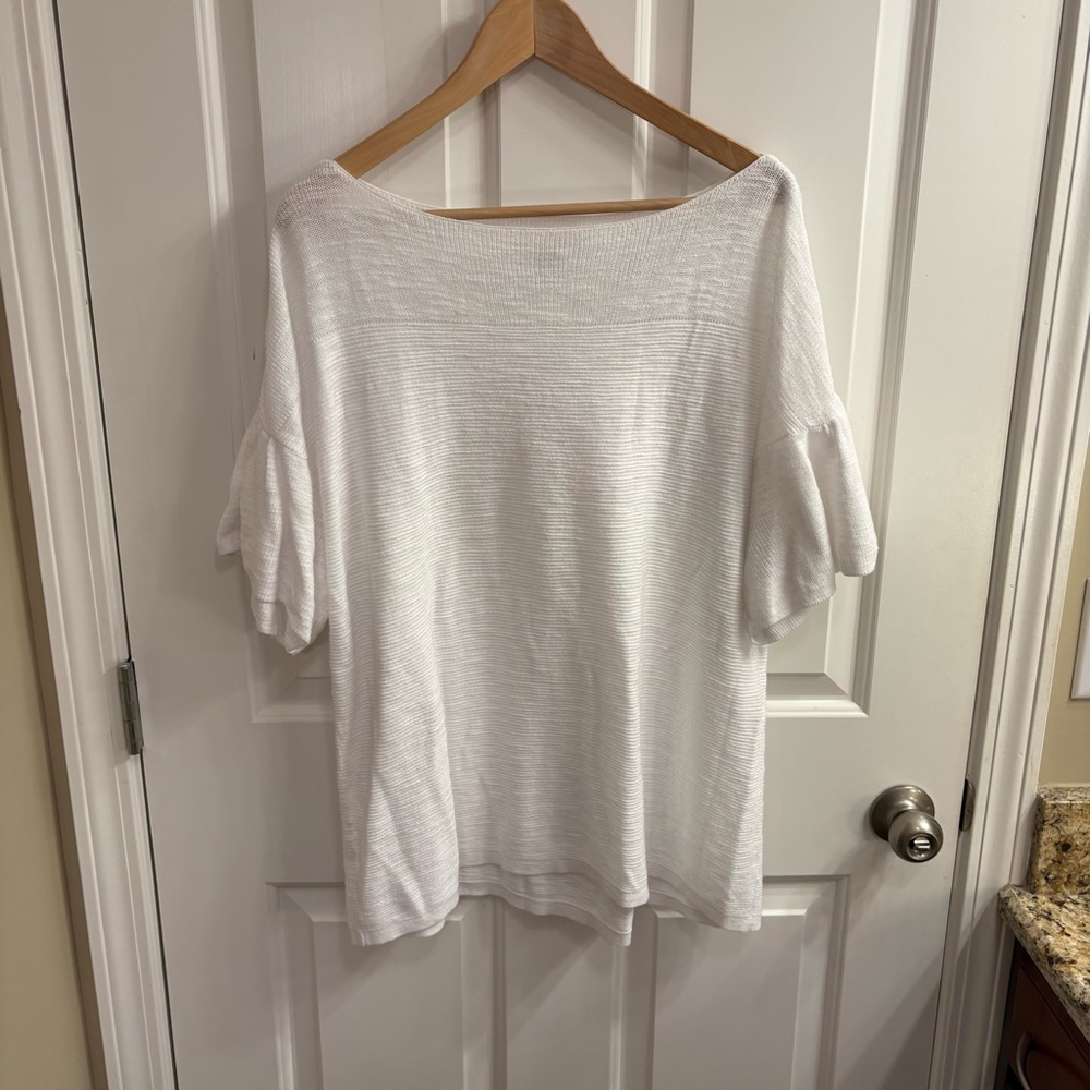 LOFT White Women's Flutter sleeve Sweater, 16/18 Plus